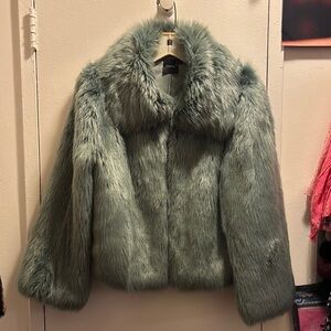 Ciel Faux Fur Teddy Jacket - Sage Green